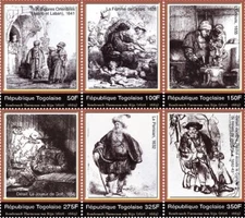 Togo 2006 - Rembrandt Art - Set Of 6 Stamps - Scott #2048-3 - MNH