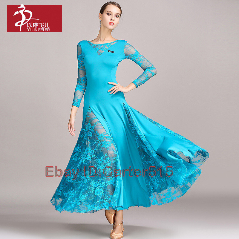 Modern Waltz Tango Smooth Latin Ballroom Competition Long Dance Dress Ball  Gown