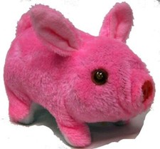 PINK FUZZY WALKING OINKING TOY MOVING PIG play pet battery operated LIGHT EYES