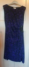 CC COUNTRY CASUALS purple black print bead panel asymmetrical dress UK M BNWOT