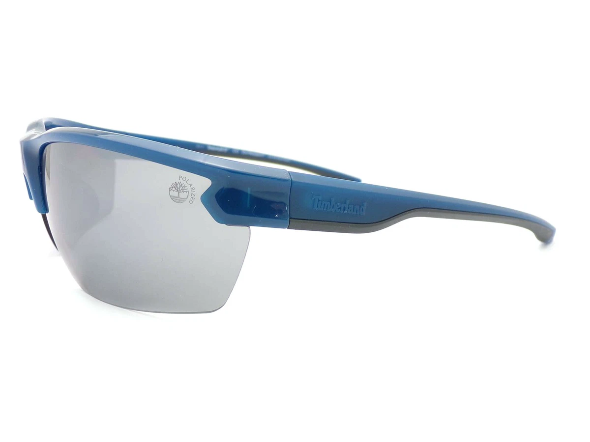 Timberland Polarized Sunglasses Blue Semi Rimless/ Silver Mirror Lens TB9251 90D