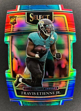 2021 Panini Select #54 Travis Etienne Jr. Red and Blue Prizm Die Cut Jaguars