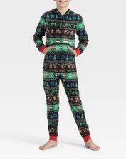 Cat Jack Boys Christmas Gamer Faire Isle Hooded Pajamas Union Suit Long Sleeve