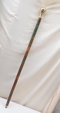 Wooden Walking Stick with Ornate Brass Handle 3-Piece Decorative Cane