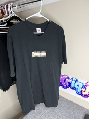 Supreme Burberry Box Logo Shirt Mens XL Black Plaid Graphic T 
