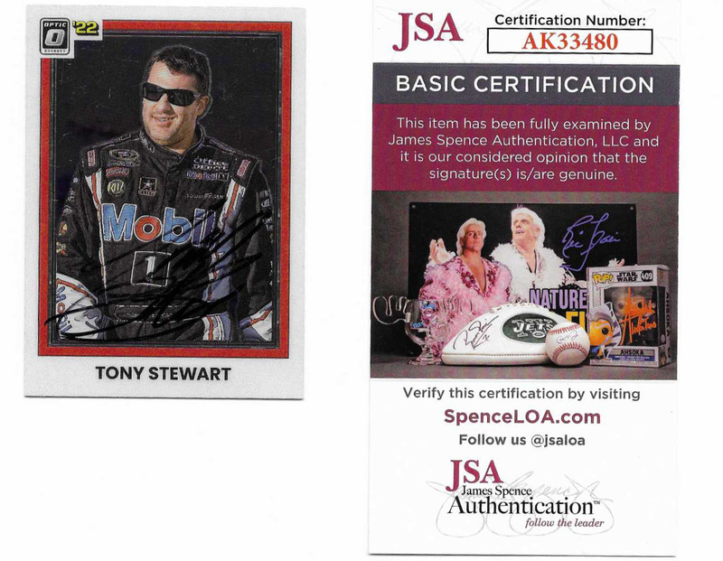 TONY STEWART SIGNED/AUTOGRAPHED 2022 DONRUSS OPTIC NASCAR CARD w/ COA - JSA CERT