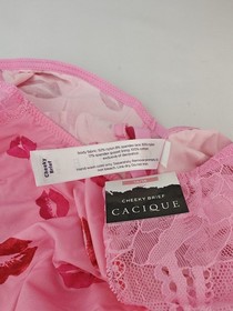Cacique Cheeky Brief Sexy Plus Panty Lingerie 14/16 Pink Red Lips Kisses