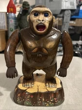 Vintage Modern Toys Battery Operated Tin Toy  Shooting Target Gorilla Broken
