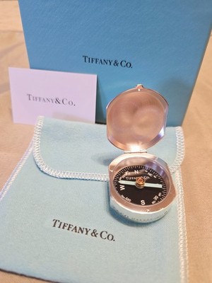 Tiffany & Co 1837 Makers .925 Sterling Silver Compass w Tiffany Blue Needle