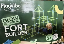 PLAYVIBE 130 PCS Glow in The Dark Kids Fort Building Kit – Air Forts for Kids