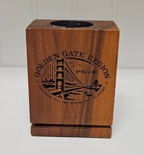 Vintage PG&E Service Award Golden Gate Region Wood Paperclip Holder