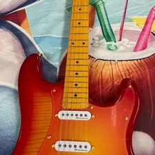 Red ST Electric Guitar, Maple Neck &Fretboard Gold Parts, Free shipped