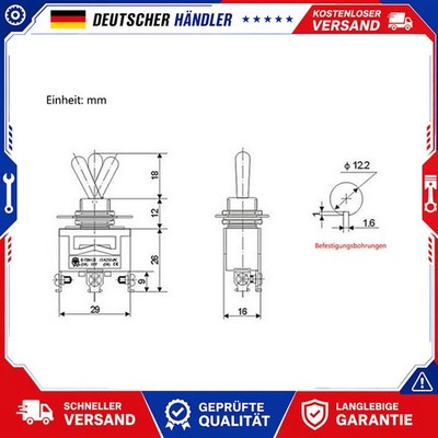 Rocker Switch 12V 24V 220V 15A 2 Polig für KFZ Wohnmobil 10 12V 24V 220V 230V