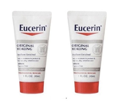 Eucerin Original Healing Lotion Unscented 1 fl oz. Travel Size (2-Pack)