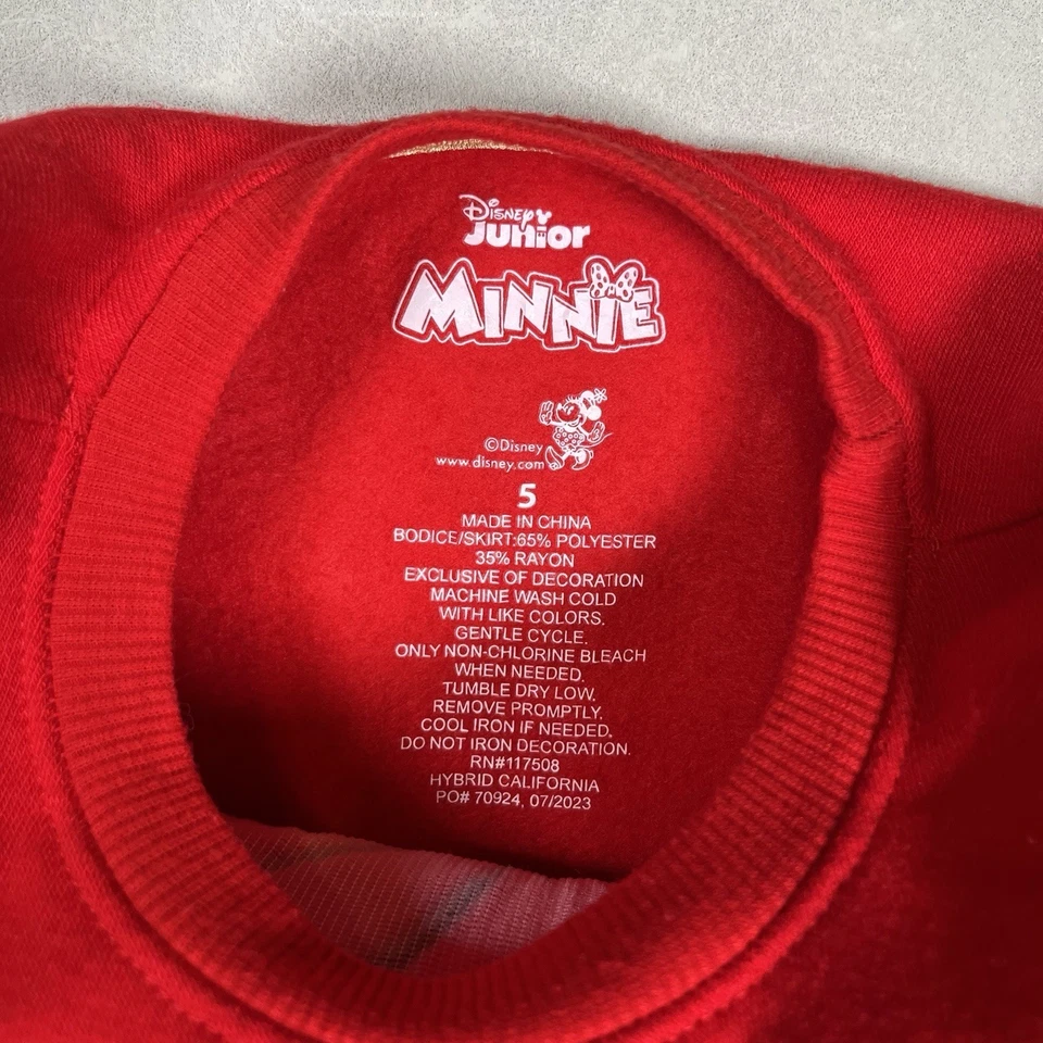 Vestido Disney Niña Minnie Mouse Rojo Negro Silo Lunares Talla 5/6 Orejas Adornadas Foto 3 de 4
