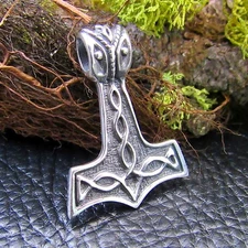 Solid 925 Sterling Silver Celtic Knot Norse Mjolnir THOR'S HAMMER Slide Pendant
