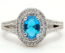 2CT Blue Topaz Topaz 925 Solid Sterling Silver Ring Jewelry Sz 9 NB2-5