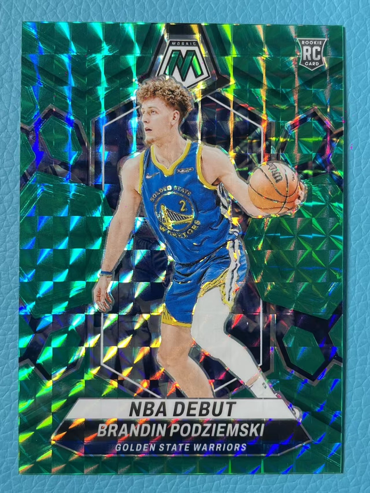 Brandin Podziemski 2023-24 Panini Mosaic 17/75 Green Mosaic RC NBA Debut #266