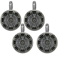 Kicker 6.5" 195W Speakers 2 Pair w/ Charcoal Grilles, Black Speaker Enclosures