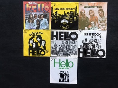 7 x HELLO Singles TELL HIM GAMES UP NEW YORK GROOVE LET IT ROCK SEVEN RAINY DAYS
