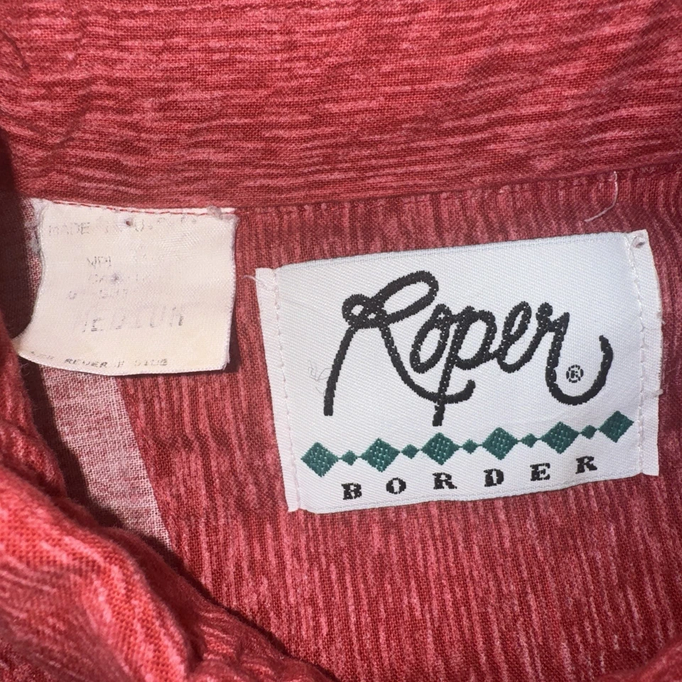 Camisa De Colección Roper Border Western Abotonada Para Hombre M Vaquero Rodeo Rojo Azteca Foto 2 de 4
