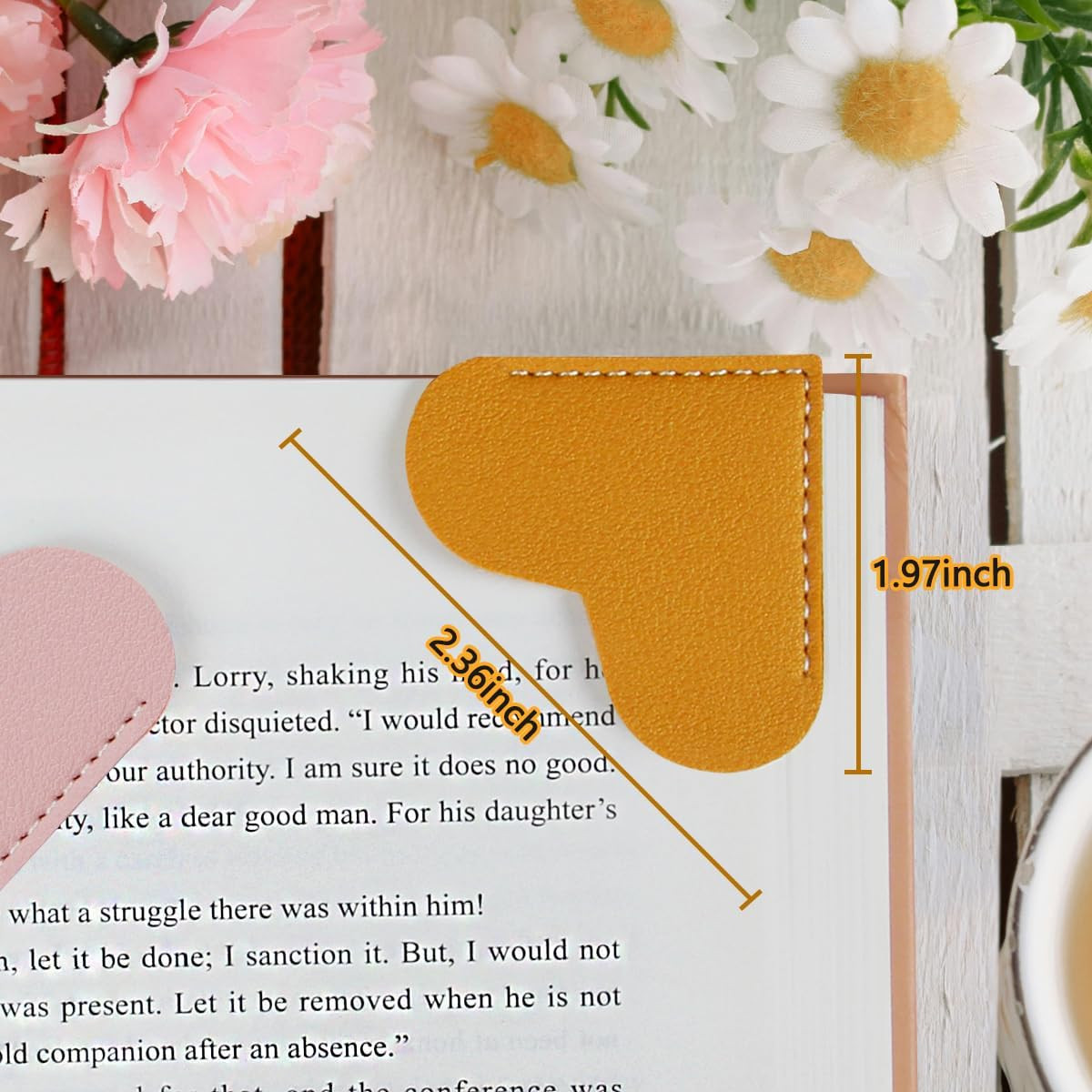 6Pcs Leather Heart Bookmarks for Reading Women, Cute Corner Page Book Marks f...