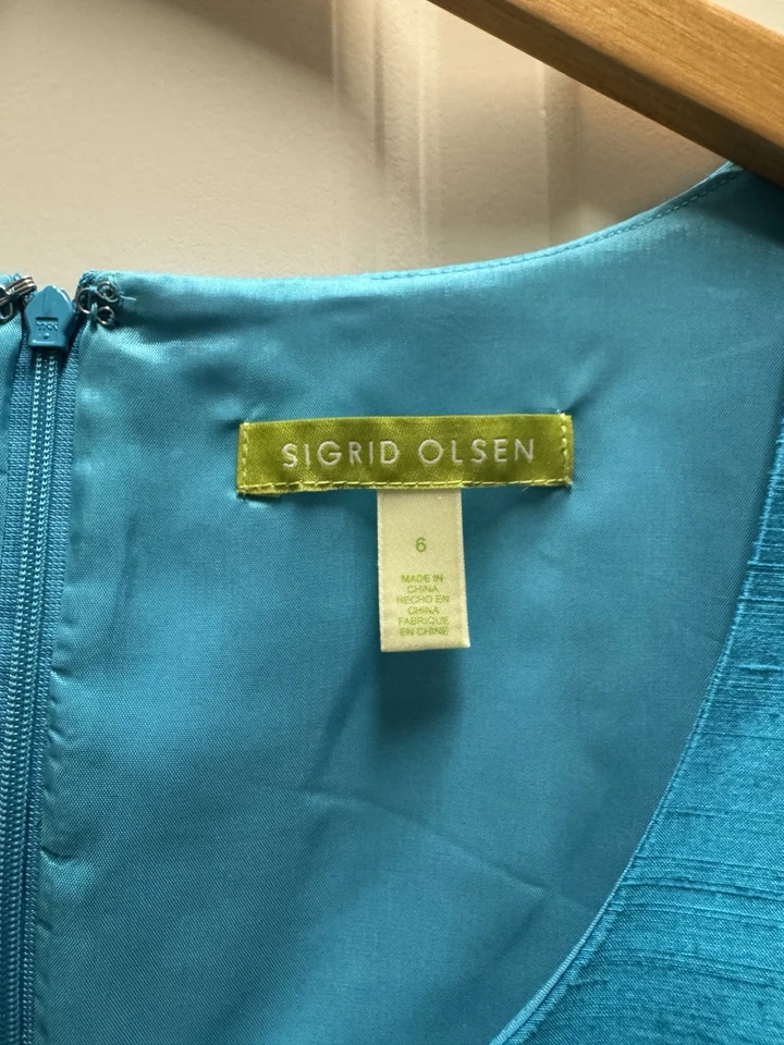 Conjunto Blazer y Falda de Vestido Sigrid Olsen Azul Positano Talla 6 Nuevo Con Etiquetas $229 Foto 4 de 4