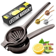 Premium Quality Stainless Steel Lemon Squeezer - Heavy Large Metallic Black