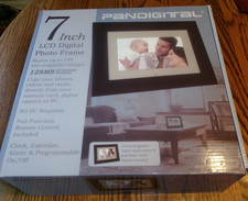 Pandigital 7 Inch LCD Digital Black/Brown Photo Frame W/ Remote Charger EUC