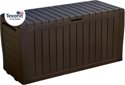 Marvel plus 71 Gallon Resin Outdoor Storage Box for Patio Furniture Cushions, Th