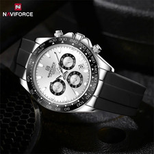 45MM NAVIFORCE Luxury Quartz Diver Watch Men Silicone Waterproof Luminous NEW