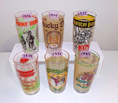 6 Kentucky Derby Mint Julep Racing Souvenir Glass 1972 1974 1975 1978 1981 1987