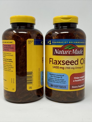 2x Nature Made Flaxseed Oil 1400 mg 300 Softgels Each (600 Total) Exp 9/2025 - Picture 3 of 4