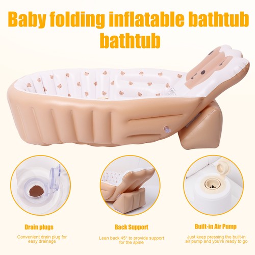 PVC Toddler Bath Tub Solid Support Inflatable Baby Bathtub Baby Bath Tub[· - Picture 5 of 11