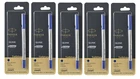 5 X Parker Quink Roller Ball Rollerball Pen Refills Blue Ink Medium Nib New