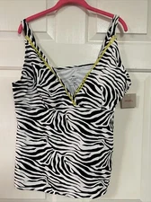 NWT Ruby Ribbon Zebra Print with Yellow Trim Swimsuit-Size 22 Tankini Top