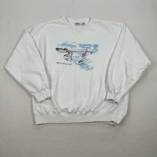 Vintage Myrtle Beach Sweatshirt Large White Crewneck Pullover Dolphin Sailboat