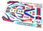Retro Race Car Livery BLUE vinyl stickers Fits Tamiya Rising Fighter R/C Buggy