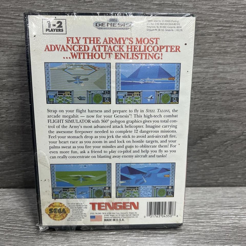 1st Print! Steel Talons Sega Genesis 1992 Clamshell (RIPS TEARS) New Sealed - Image 4 of 4