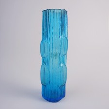 Peschna Glas Vase Aquamarin blau Vintage 60er Jahre Mid Century ca. 25 cm H