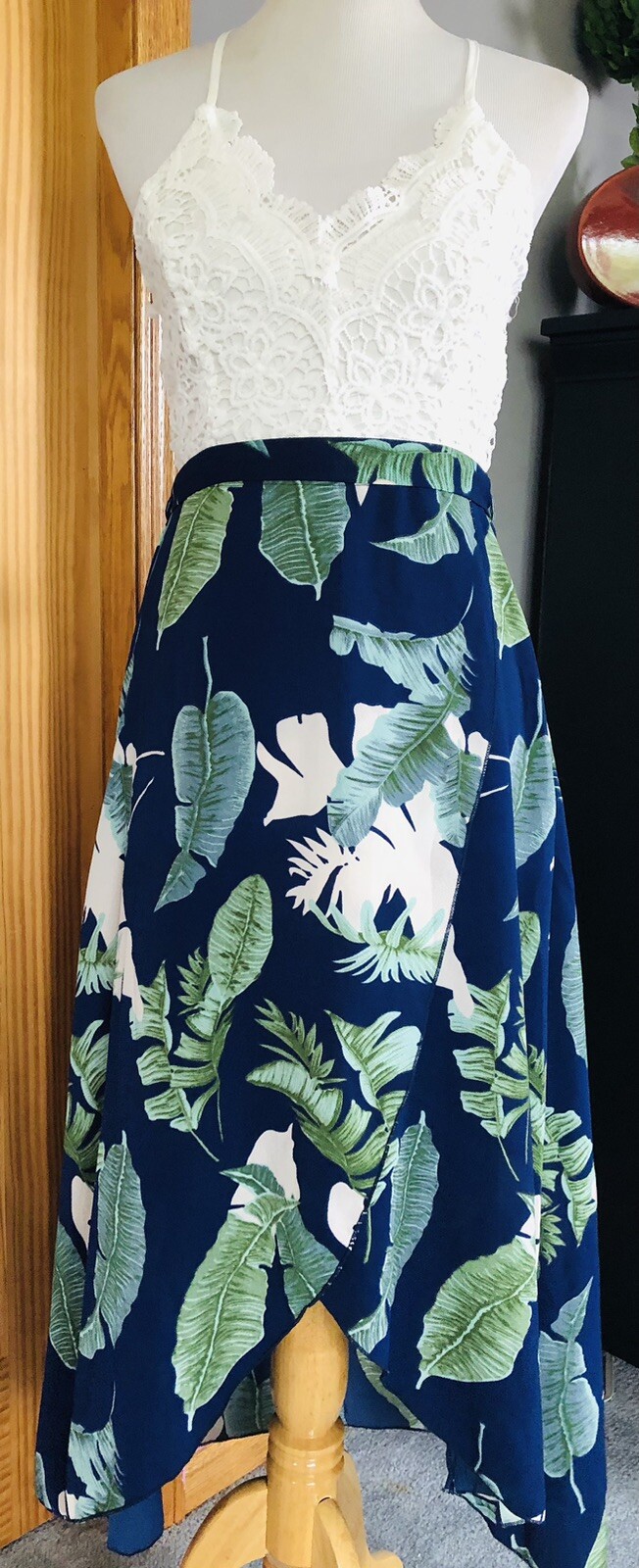 Blooming Jelly High-Low Sundress Size M Cotton Blend Lace Backless Tropical Beach Style-image