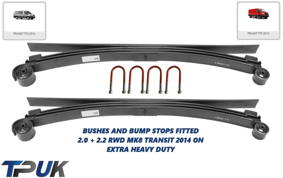 Ford Transit Leaf Springs 3+1 Mk8 2.2 2.0 Rwd 2014 On + Ubolts Spring Per Pair