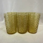 Anchor Hocking Soreno Gold Juice Glasses 4" Set of 6 Amber Glasses Vintage