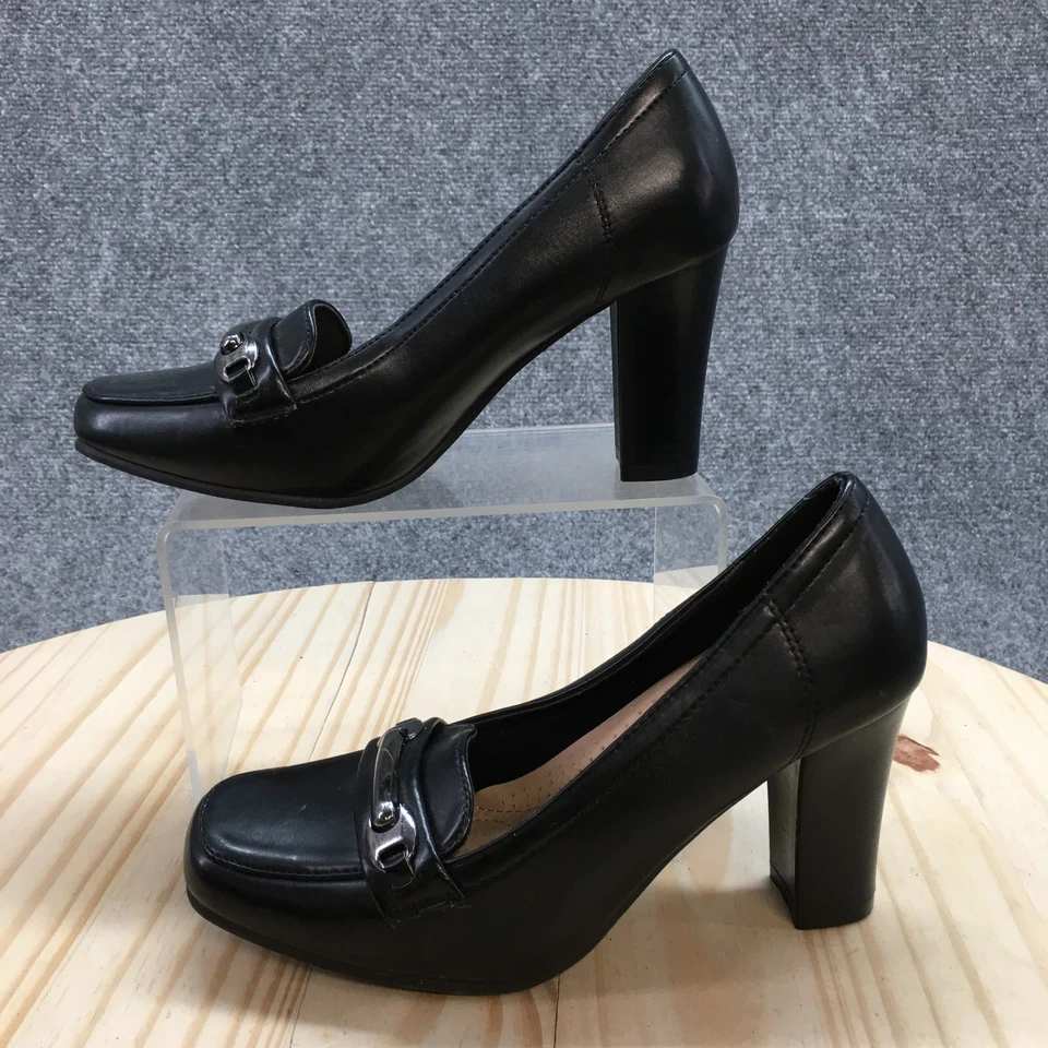 Zapatos de tacón Pierre Dumas para mujer 6 M serenos informales sin cordones negros imitación cuero Foto 2 de 4