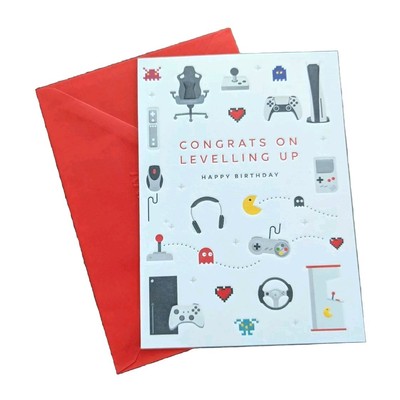 High Quality Congrats On Leveling Up Birthday Card For Gamers
