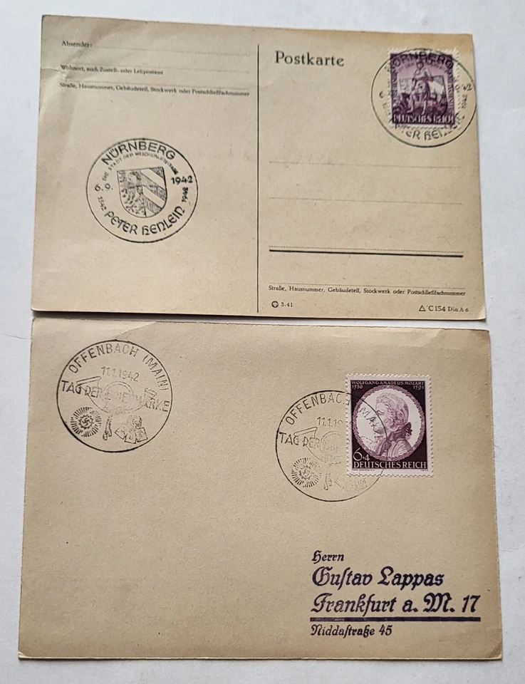 15 GERMAN POSTAGE STAMPS TAG DER BRIEFMARKE COMMEMORATIVE PCs PAPER 1934-44 WWII - Image 3 of 4