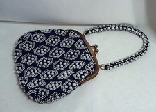 Vintage Blue  White Beaded Handbag