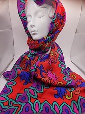 Vintage Scarf 9" X 68" LIZ CLAIBORNE 1970s Multicolored Gorgeous
