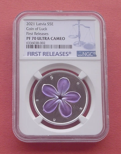 Latvia 2021 Coin of Luck 5 Euro Silver Coin NGC PF70UC First Releases