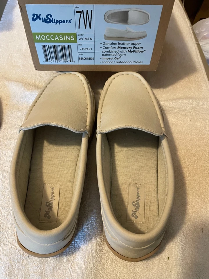 My Slippers | Mocasín Beach Biege CON CAJA - ¡Usado exactamente una vez! | Mujer Talla 7W Foto 2 de 4